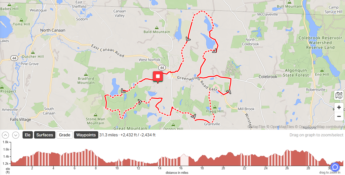 Map of the Ice Box Gravel Route